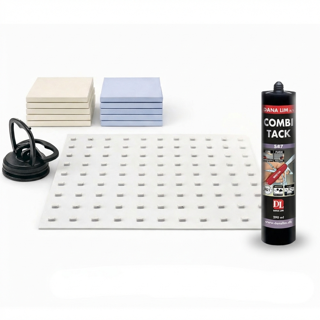 Kit première pose 40 carreaux 10x10, 2 couleurs au choix, pose durable, accessoires inclus